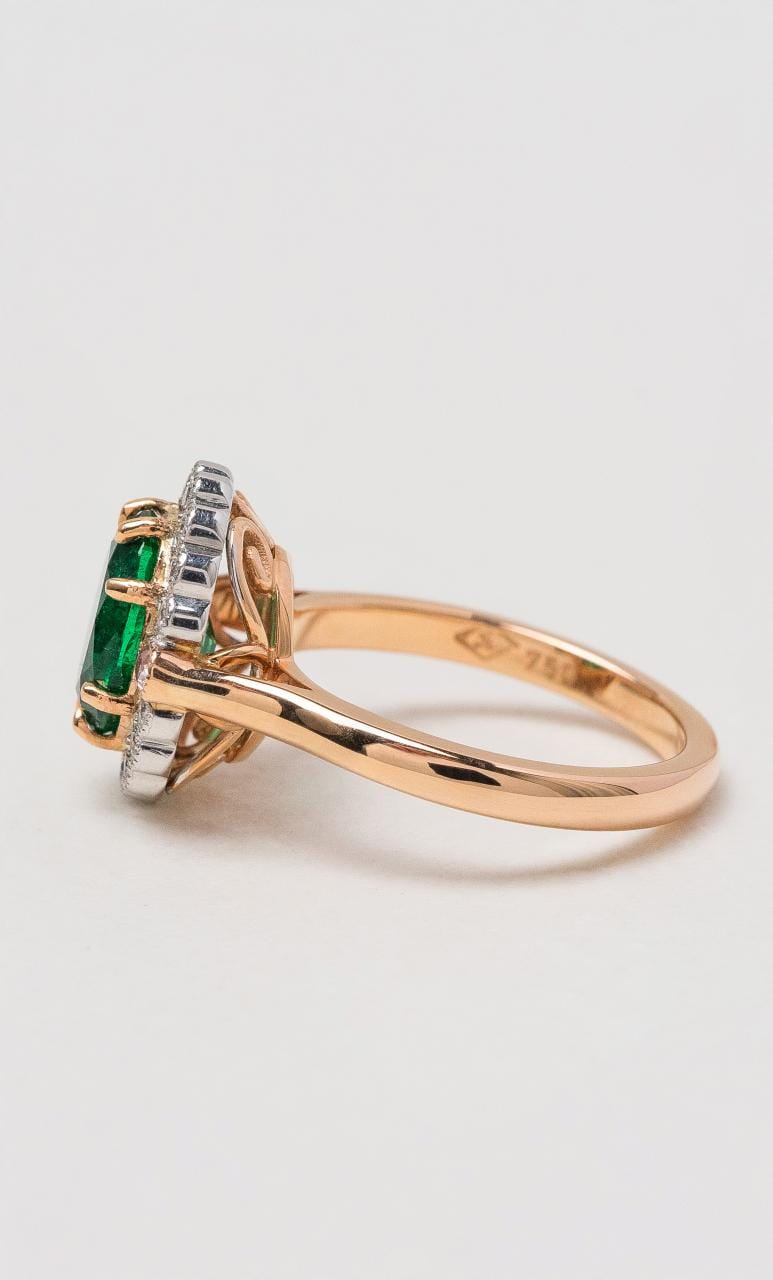 Hogans Family Jewellers 18K RWG Oval Zambian Emerald Dress Ring