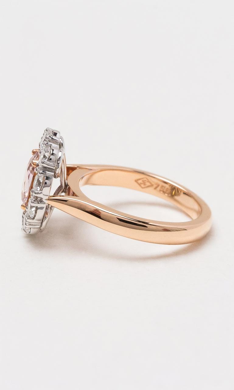 Hogans Family Jewellers 18K RWG Peach Sapphire & Diamond Cluster Ring