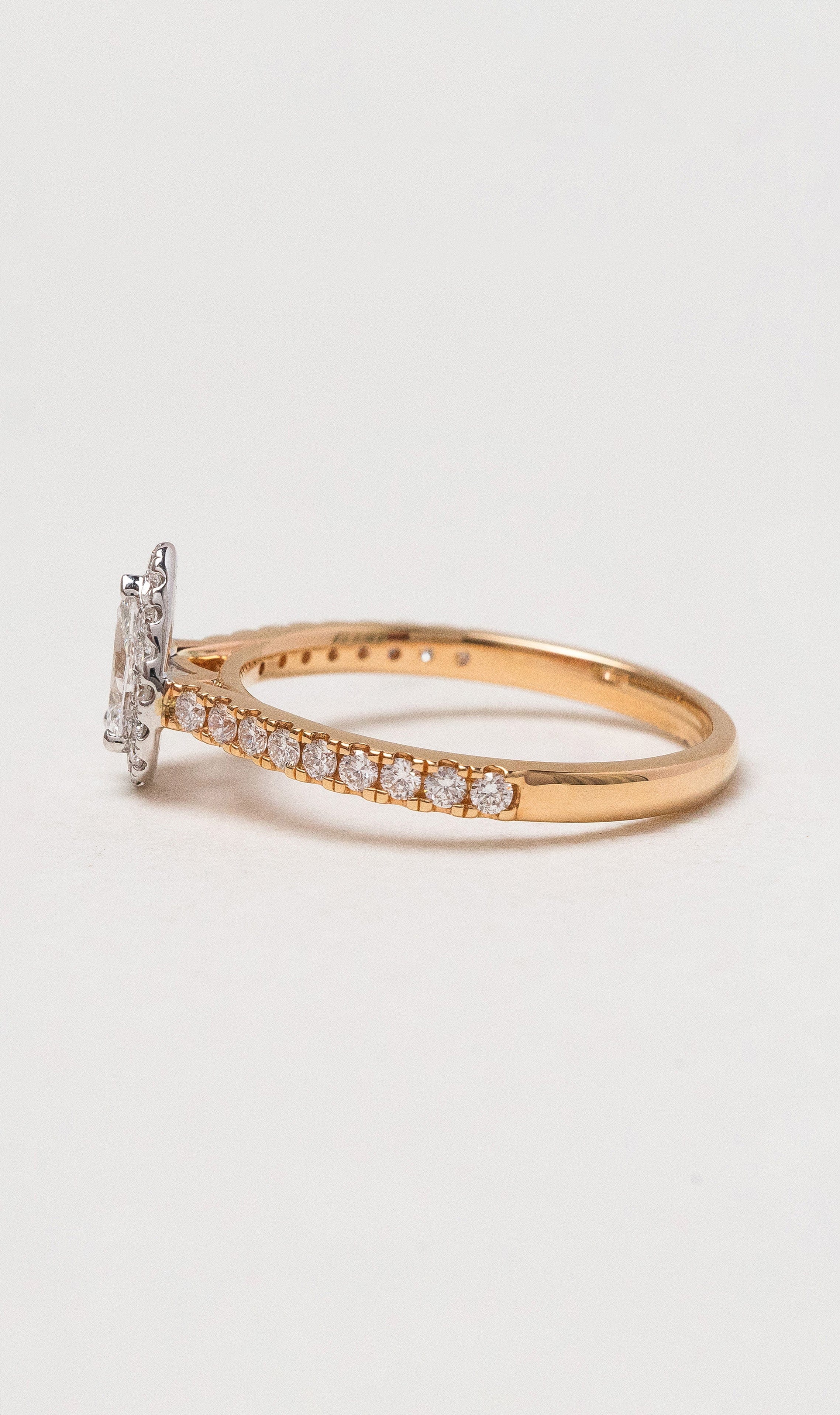 Hogans Family Jewellers 18K RWG Pear Halo Diamond Ring