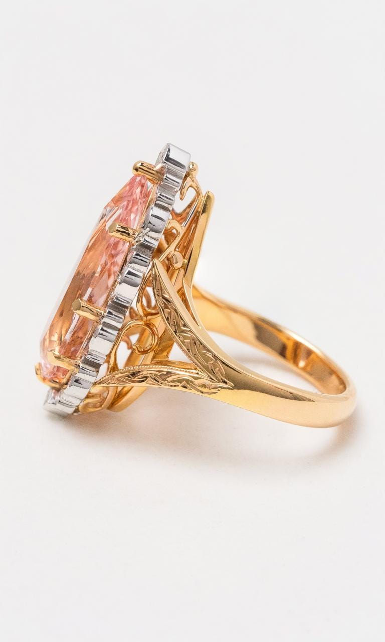 Hogans Family Jewellers 18K RWG Pear Morganite & Diamond Dress Ring