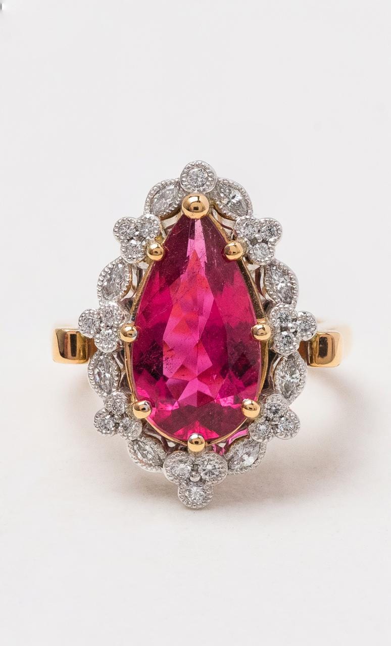 Hogans Family Jewellers 18K RWG Rubellite & Diamond Dress Ring