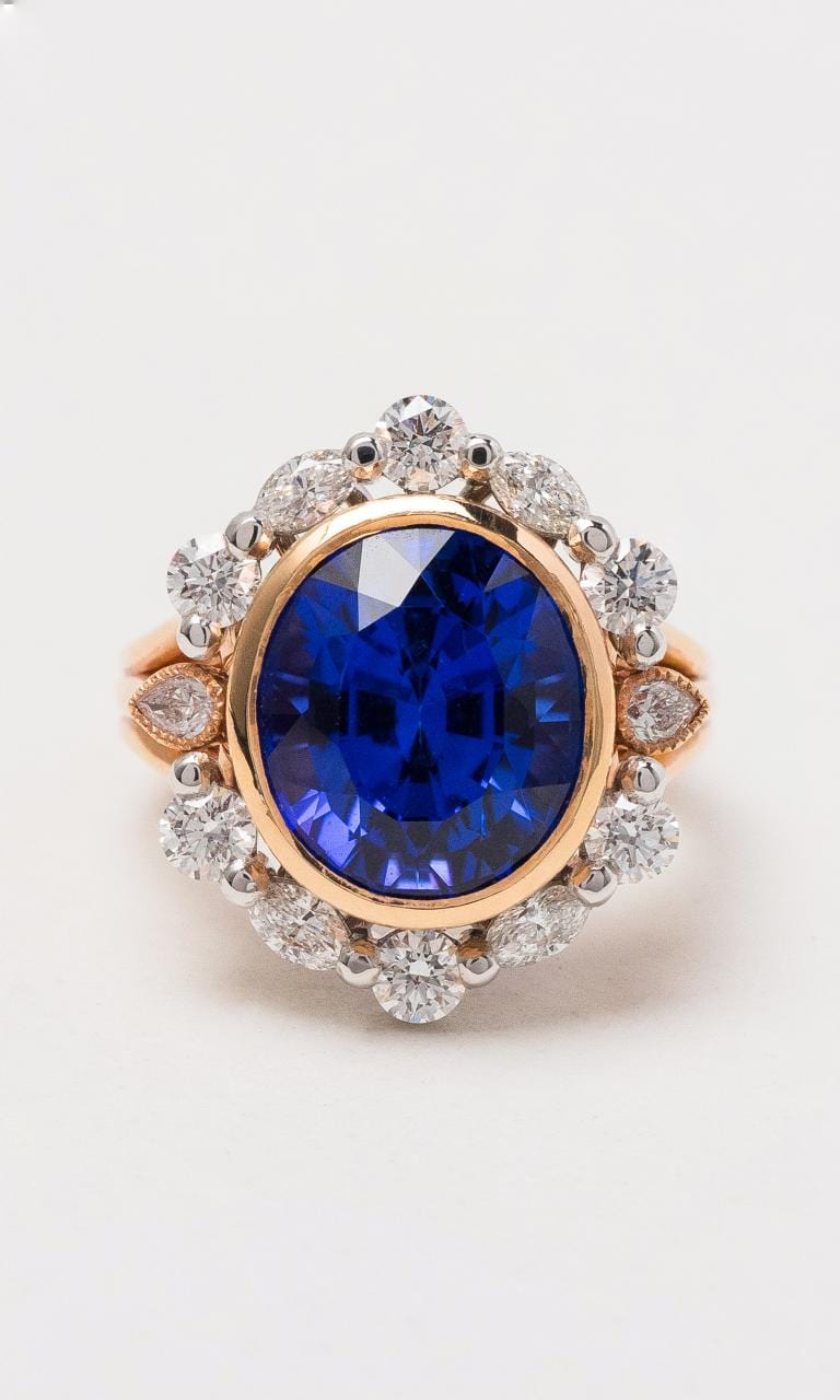 Hogans Family Jewellers 18K RWG Tanzanite & Diamond Cluster Ring
