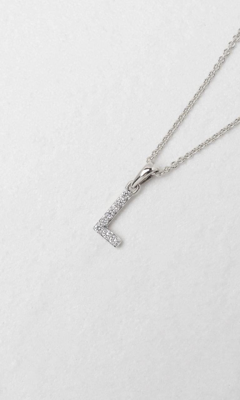 Hogans Family Jewellers 18K WG 0.08ct TDW 'L' Initial Diamond Set Pendant