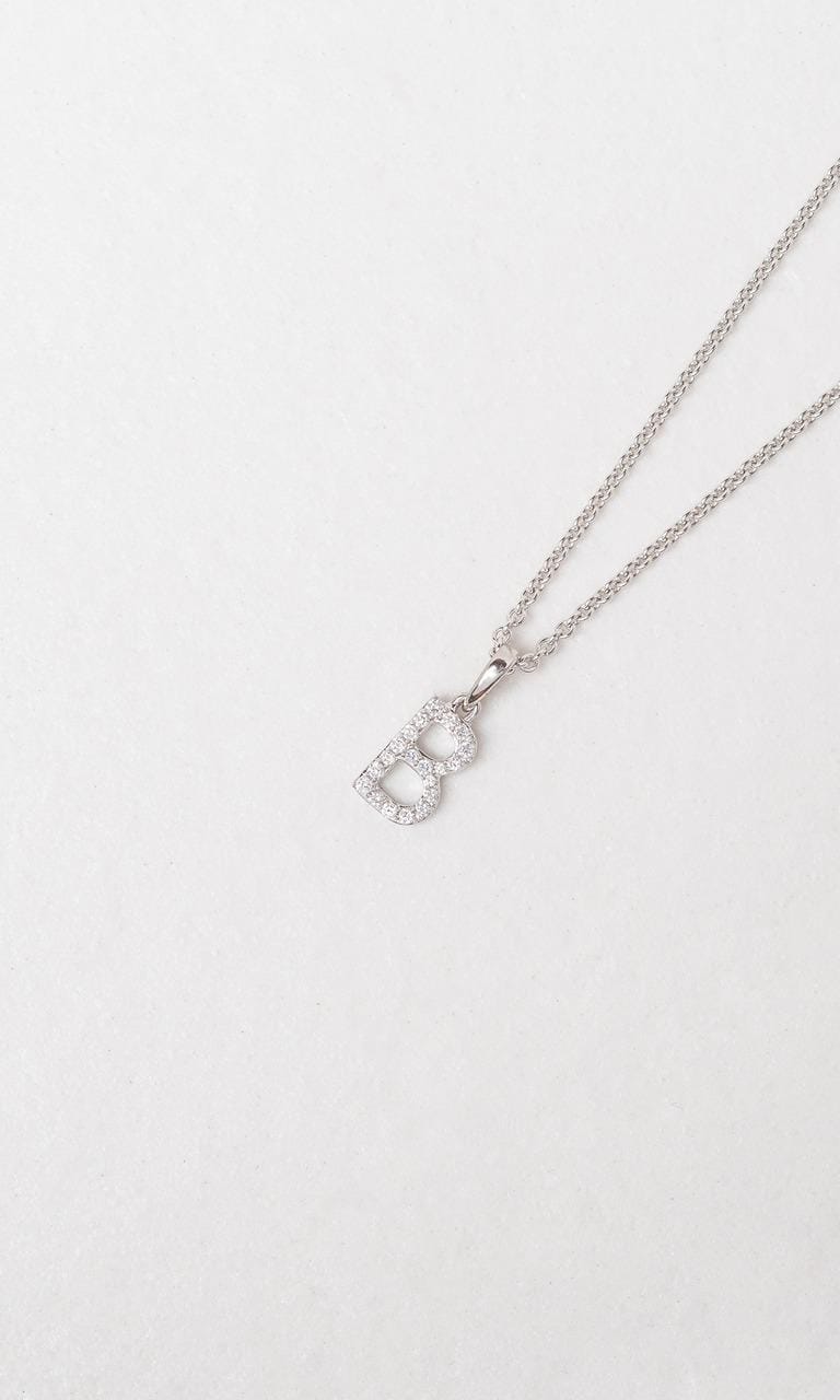 Hogans Family Jewellers 18K WG 0.09ct TDW 'B' Initial Diamond Set Pendant
