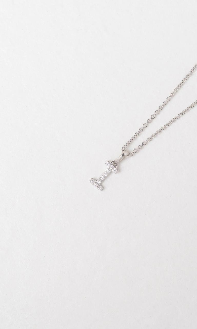 Hogans Family Jewellers 18K WG 0.09ct TDW 'I' Initial Diamond Set Pendant