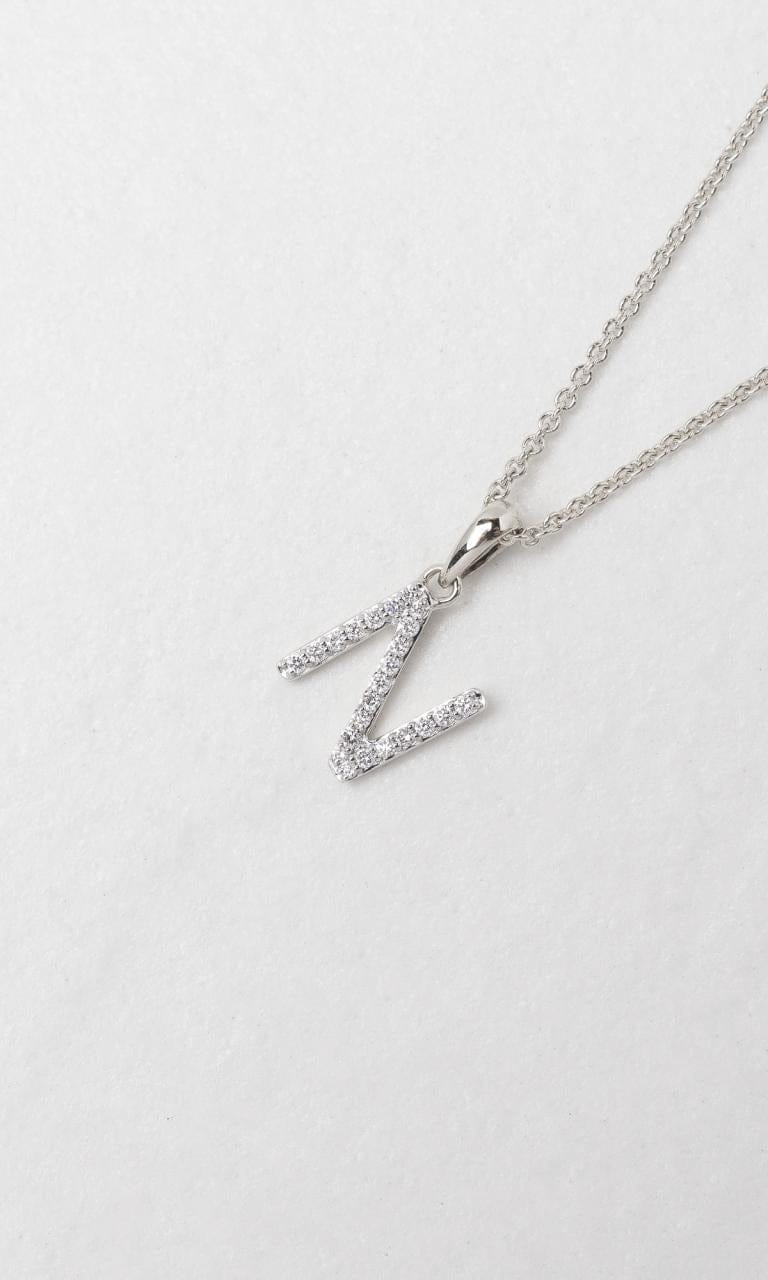 Hogans Family Jewellers 18K WG 0.09ct TDW 'N' Initial Diamond Set Pendant