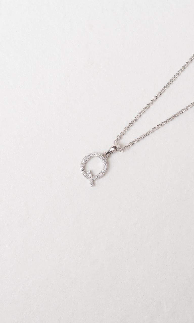 Hogans Family Jewellers 18K WG 0.09ct TDW 'Q' Initial Diamond Set Pendant
