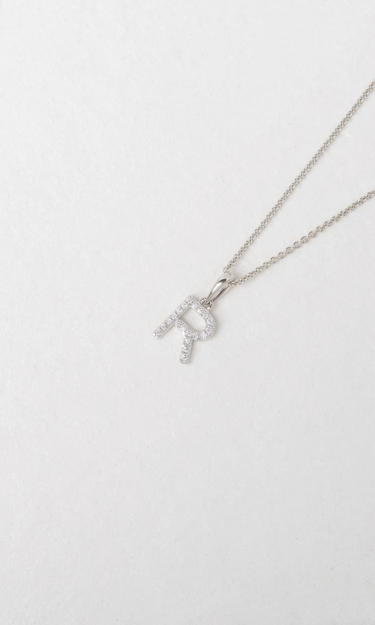 Hogans Family Jewellers 18K WG 0.10ct TDW 'R' Initial Diamond Set Pendant