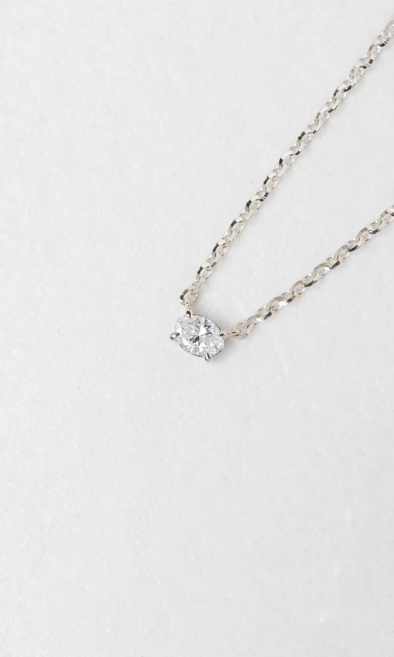 Hogans Family Jewellers 18K WG 0.16ct Oval Cut Diamond Necklace