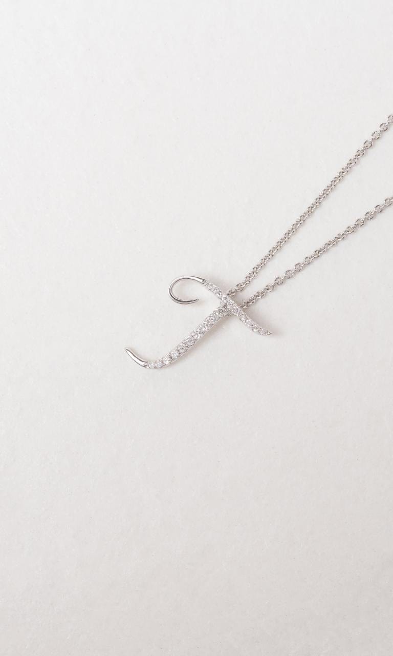 Hogans Family Jewellers 18K WG 0.19ct TDW 'T' Initial Diamond Set Pendant