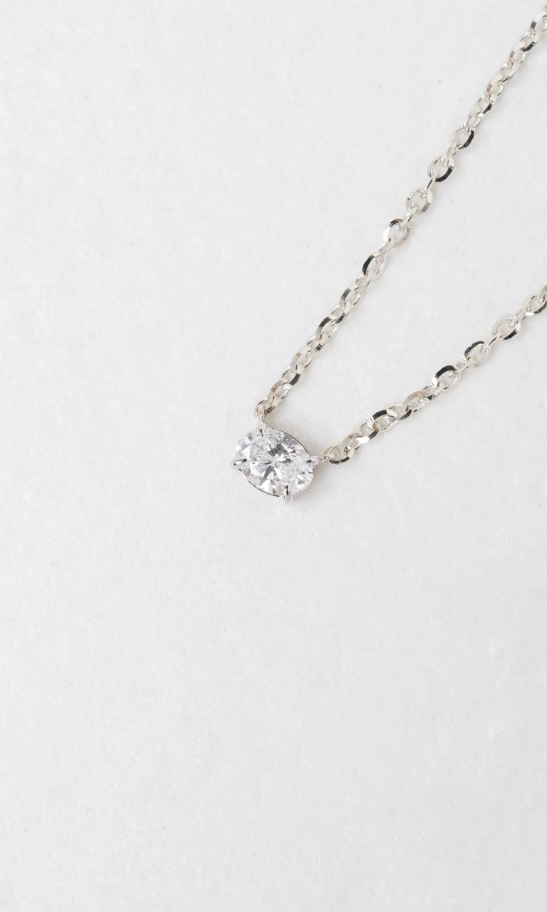 Hogans Family Jewellers 18K WG 0.24ct Oval Cut Diamond Solitaire Necklace