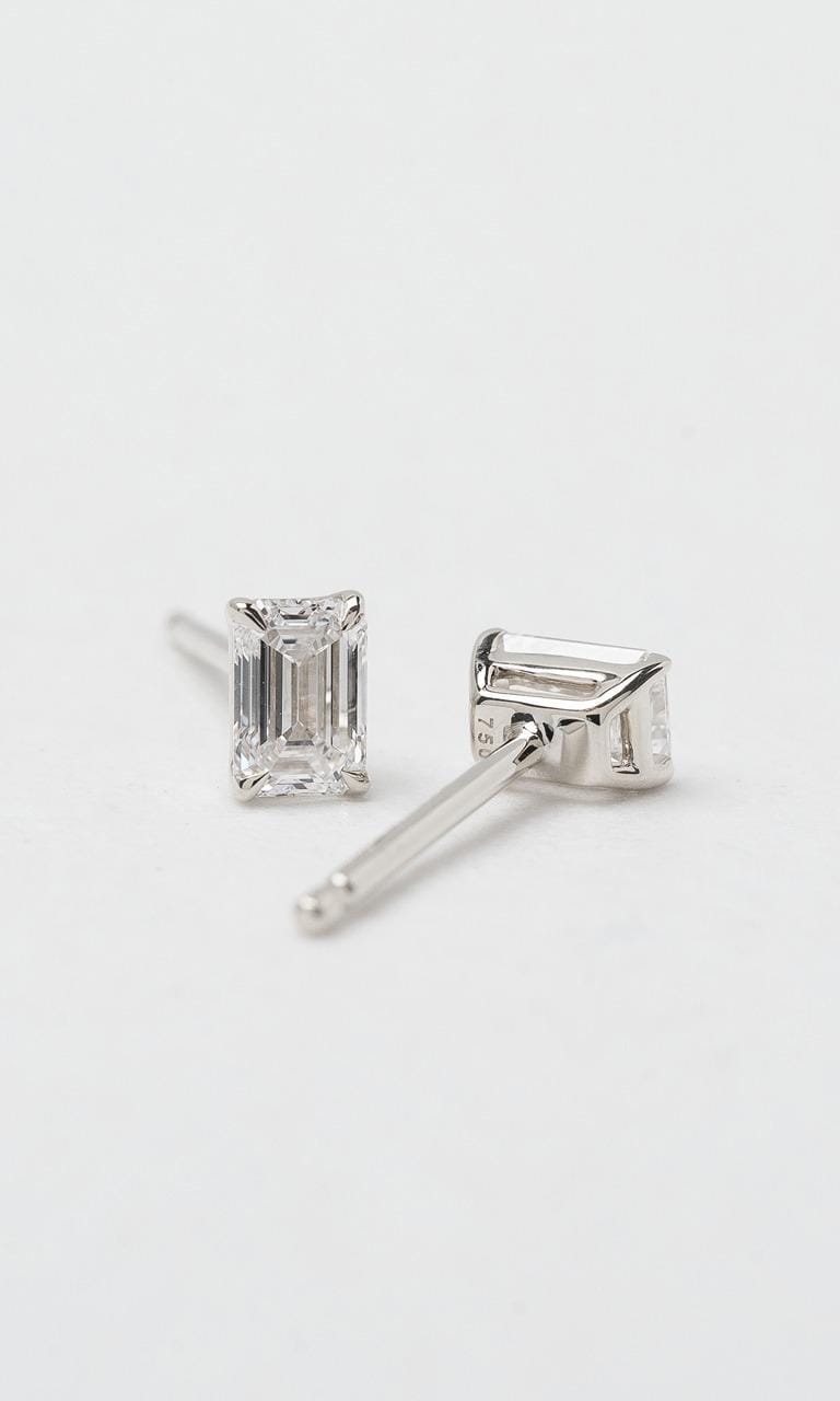 Hogans Family Jewellers 18K WG 0.30ct TDW Emerald Cut Diamond Solitaire Stud Earrings
