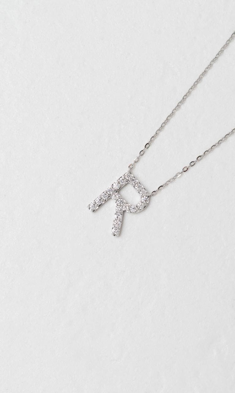 Hogans Family Jewellers 18K WG 0.36ct TDW 'R' Initial Diamond Set Necklace