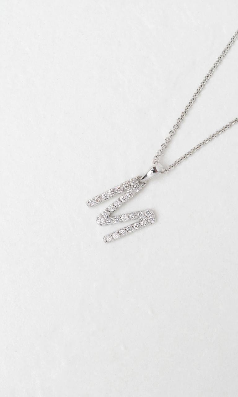 Hogans Family Jewellers 18K WG 0.41ct TDW 'M' Initial Diamond Set Pendant
