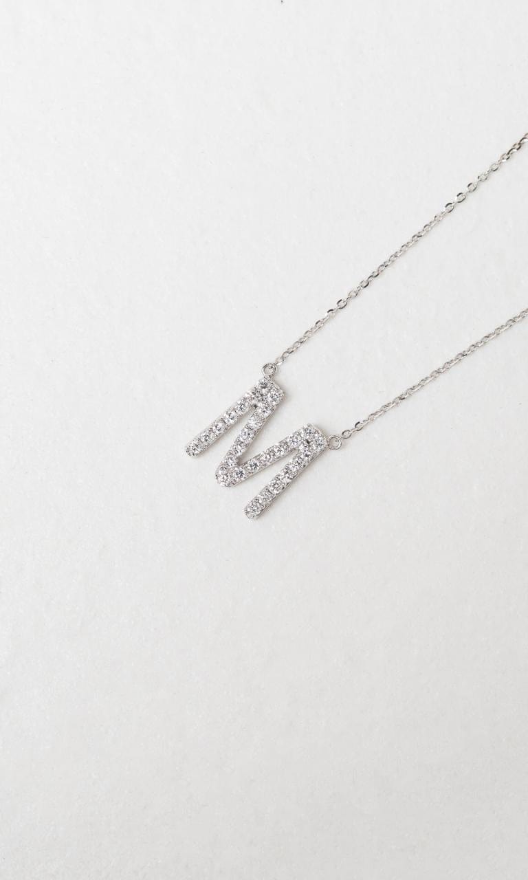 Hogans Family Jewellers 18K WG 0.43ct TDW 'M' Initial Diamond Set Necklace
