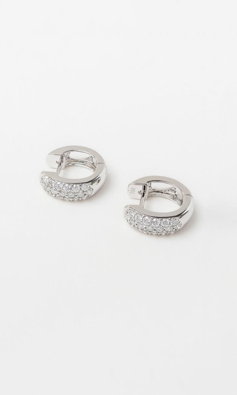 Hogans Family Jewellers 18K WG 0.60ct TDW Round Brilliant Cut Diamond Huggie Earrings