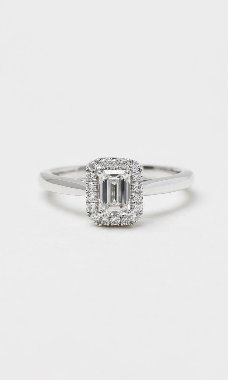 Hogans Family Jewellers 18K WG 0.66ct TDW Emerald Cut Diamond Halo Ring