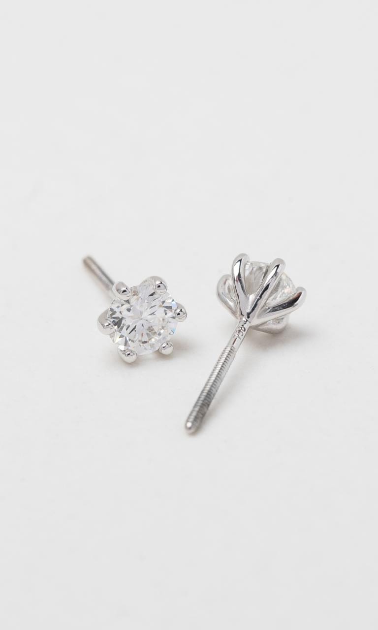 Hogans Family Jewellers 18K WG 1.00ct Round Brilliant Cut Diamond Solitaire Stud Earrings