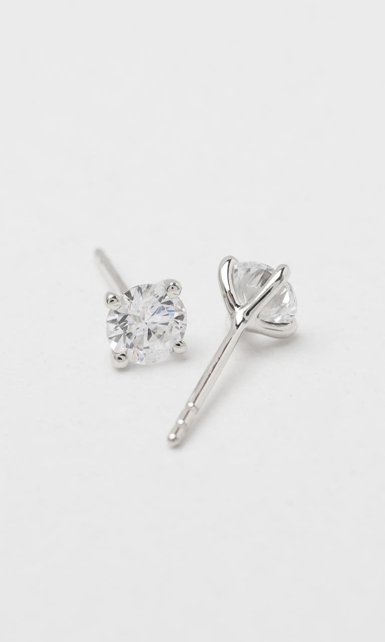Hogans Family Jewellers 18K WG 1.00ct TDW Round Brilliant Cut Diamond Solitaire Stud Earrings