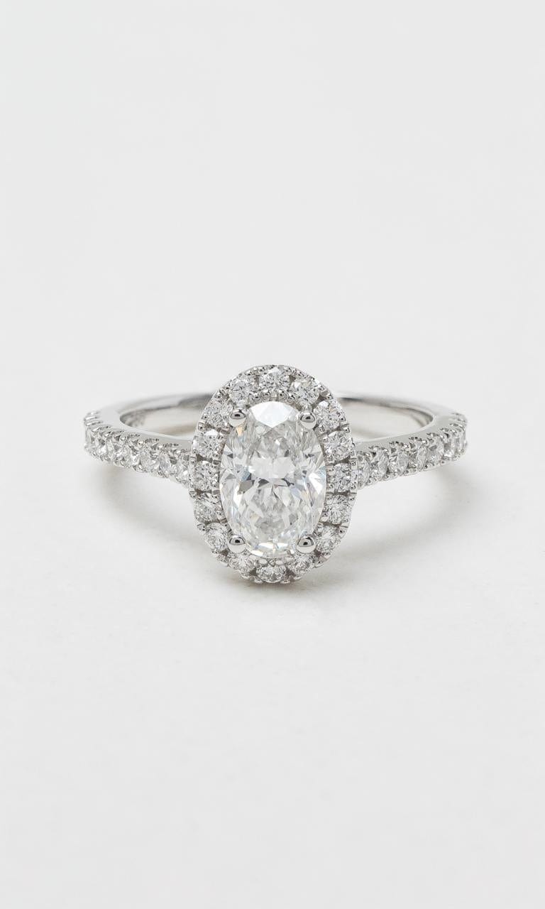 Hogans Family Jewellers 18K WG 1.55ct TDW Oval Cut Diamond Halo Ring