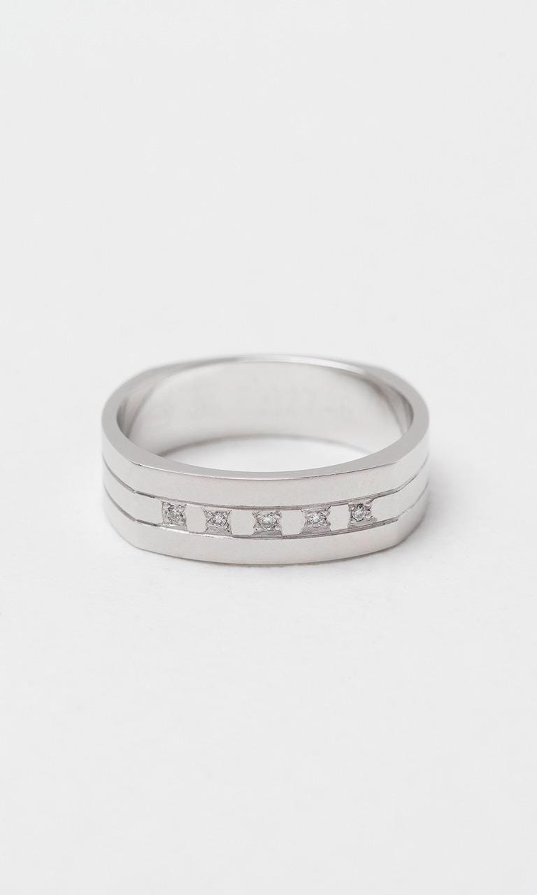 Hogans Family Jewellers 18K WG 6mm 0.035ct TDW Round Brilliant Cut Diamond Gents Band