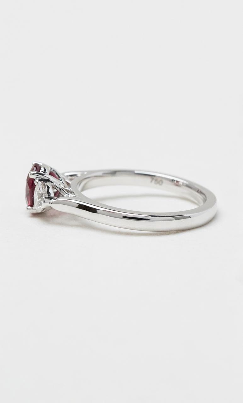 Hogans Family Jewellers 18K WG African Ruby & Diamond Trilogy Ring