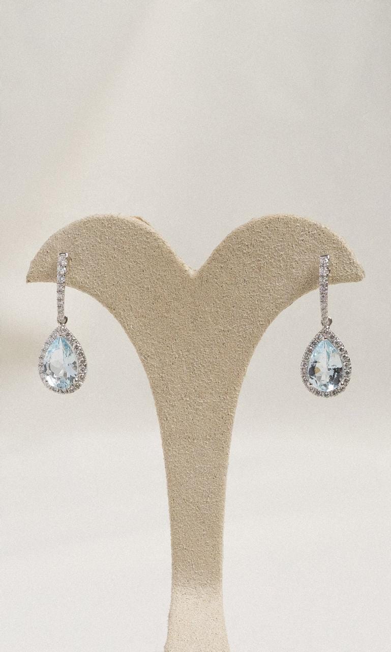 Hogans Family Jewellers 18K WG Aquamarine Drop Earrings