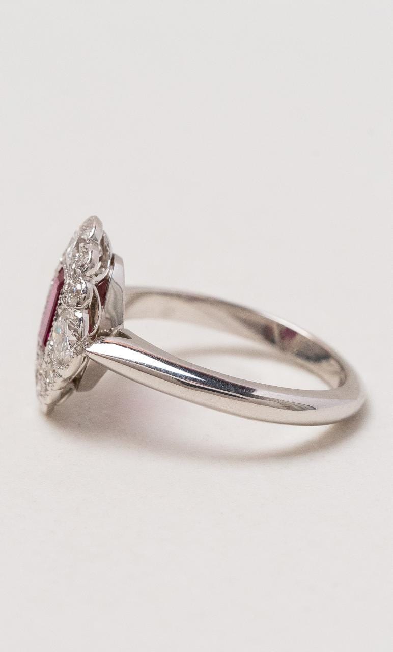 Hogans Family Jewellers 18K WG Art Deco Emerald Cut Ruby Dress Ring