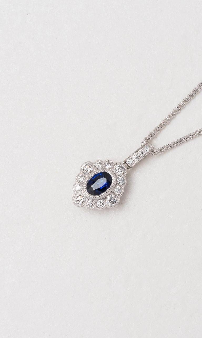 Hogans Family Jewellers 18K WG Australian Sapphire and Diamond Pendant