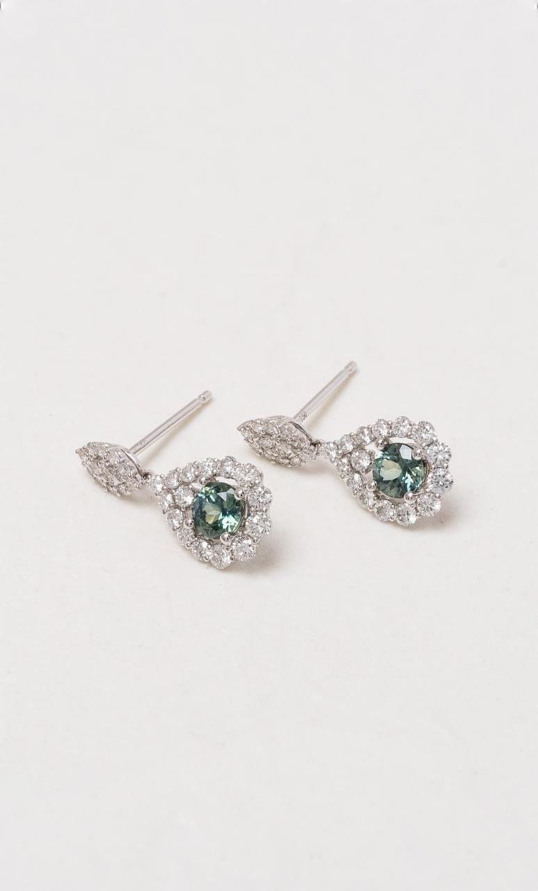 Hogans Family Jewellers 18K WG Australian Sapphire Diamond Drop Earrings
