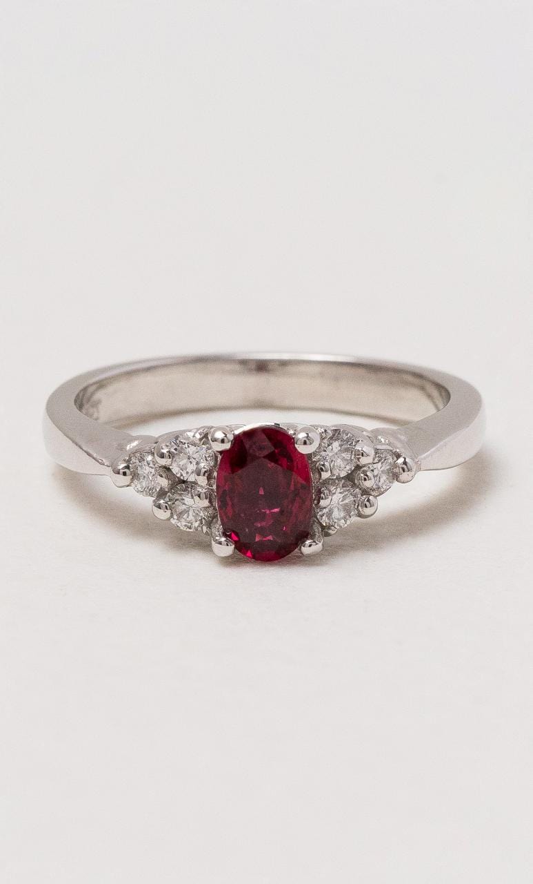 Hogans Family Jewellers 18K WG Burmese Ruby & Diamond Ring