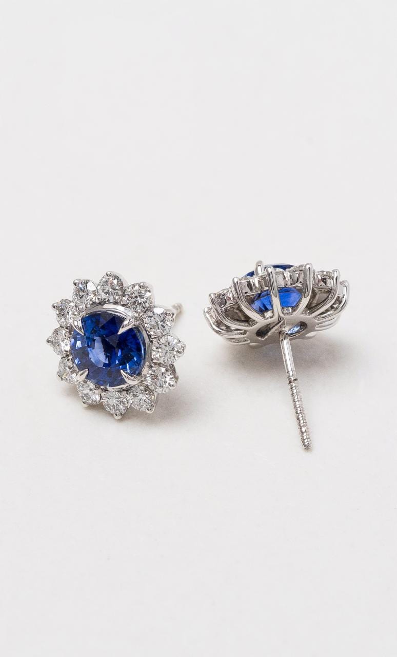 Hogans Family Jewellers 18K WG Ceylon Sapphire & Diamond Stud Earrings