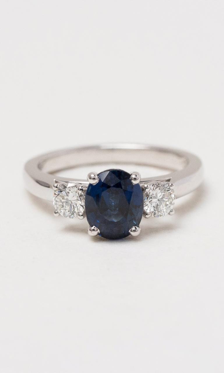 Hogans Family Jewellers 18K WG Ceylon Sapphire & Diamond Trilogy Ring