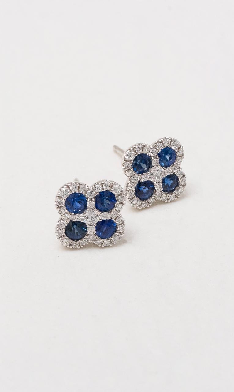 Hogans Family Jewellers 18K WG Clover Style Sapphire Earrings