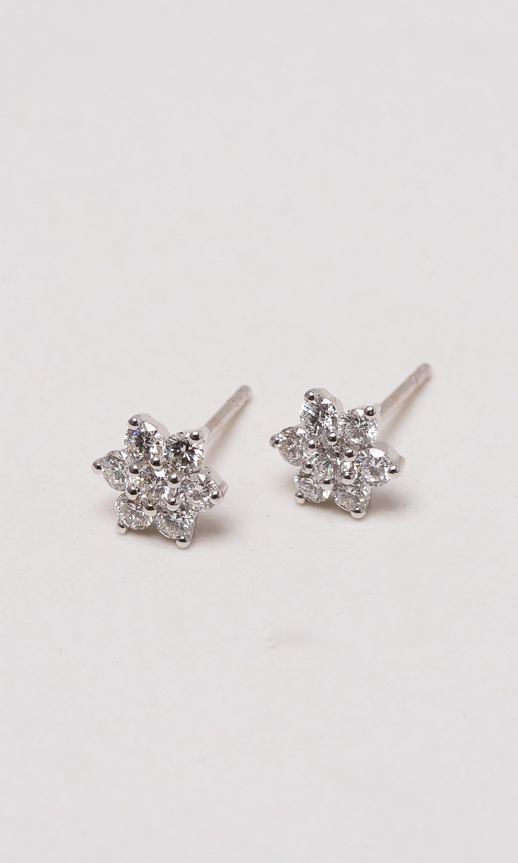 Hogans Family Jewellers 18K WG Diamond Flower Stud Earrings