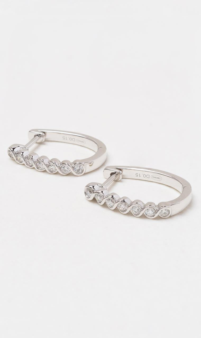 Hogans Family Jewellers 18K WG Diamond Hoop Earrings