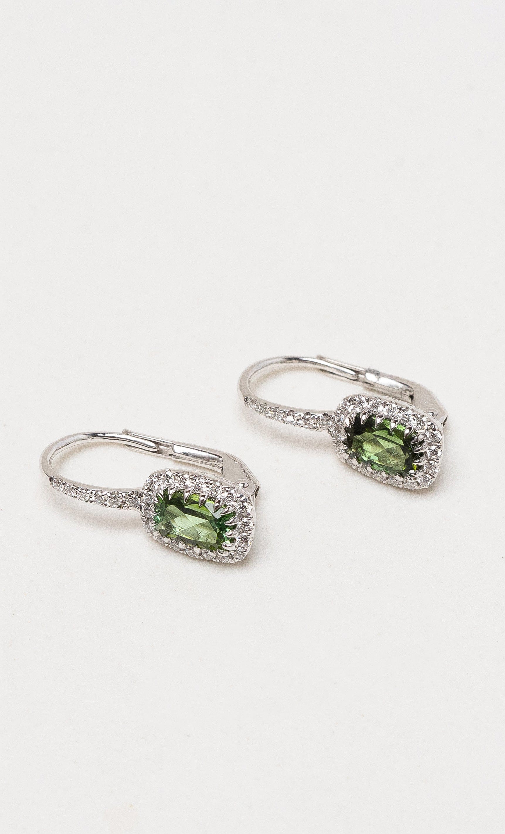 Hogans Family Jewellers 18K WG Green Tourmaline Cluster Earrings