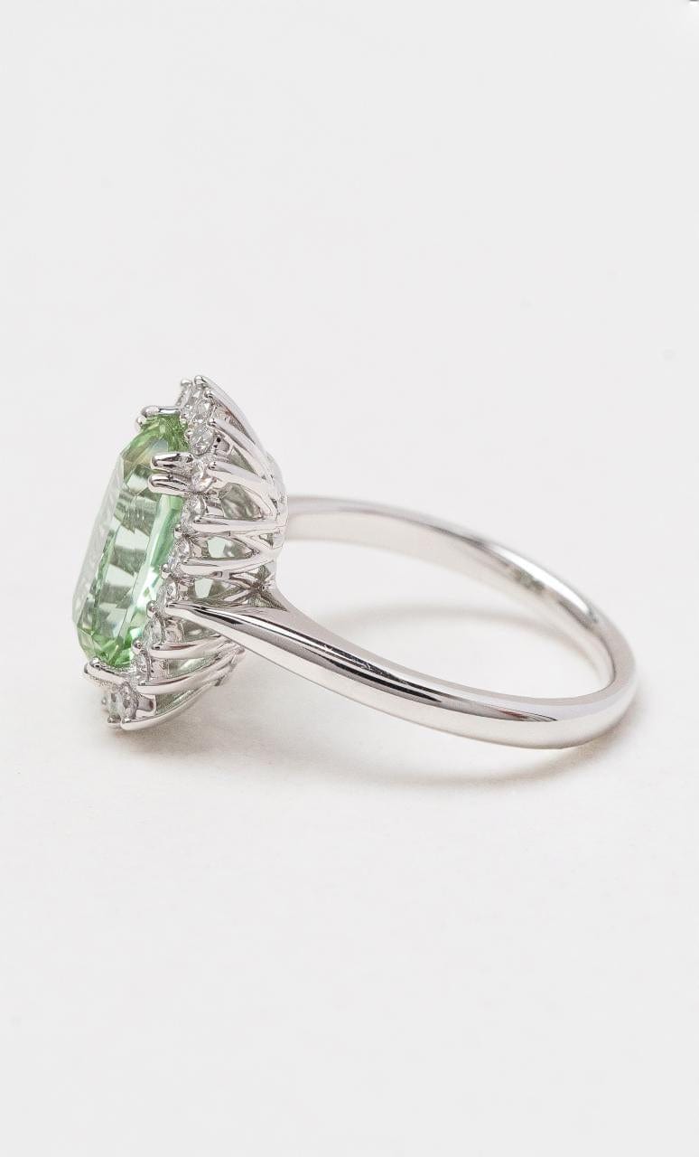 Hogans Family Jewellers 18K WG Green Tourmaline & Diamond Cluster Dress Ring
