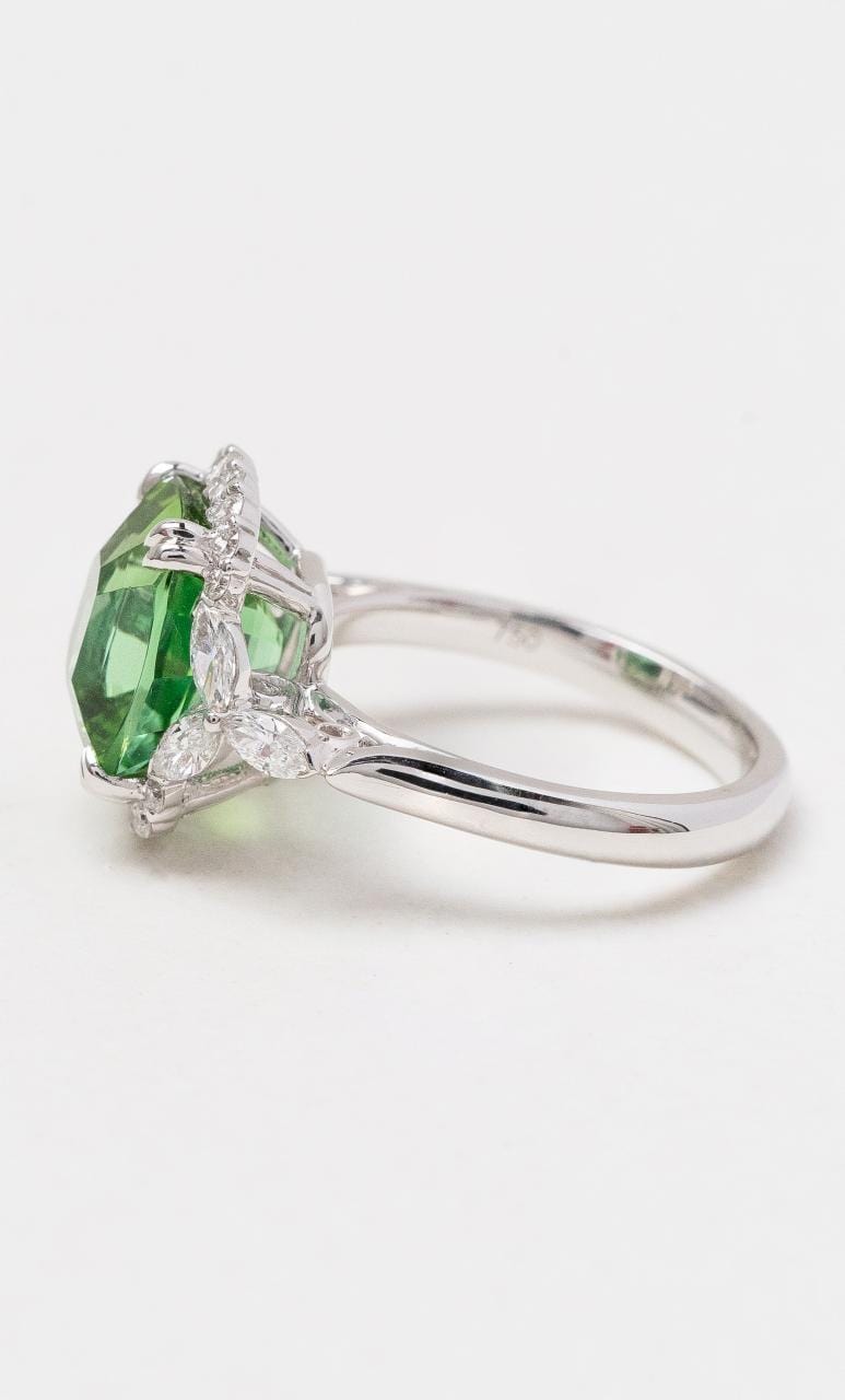 Hogans Family Jewellers 18K WG Green Tourmaline Dress Ring