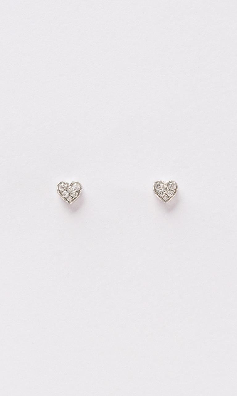 Hogans Family Jewellers 18K WG Heart Cluster Stud Earrings