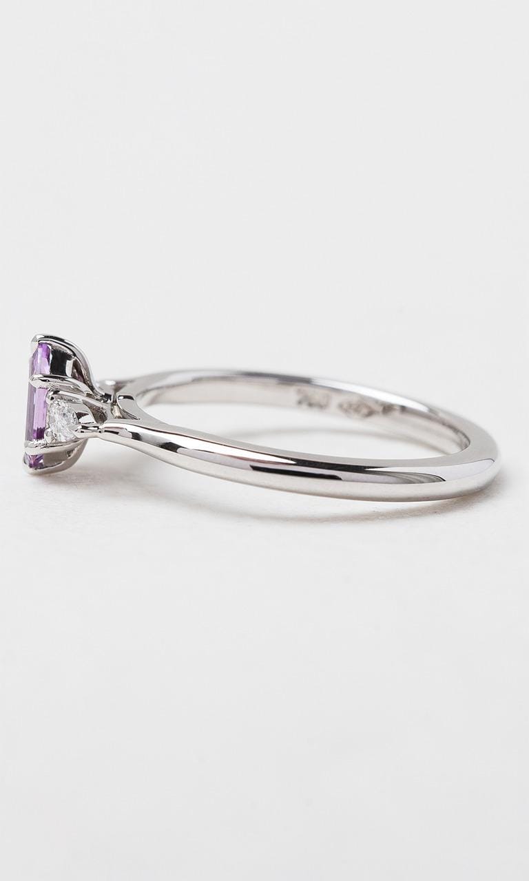 Hogans Family Jewellers 18K WG Hexagonal Cut Sapphire Trilogy Ring
