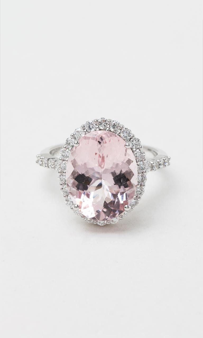 Hogans Family Jewellers 18K WG Morganite & Diamond Halo Ring