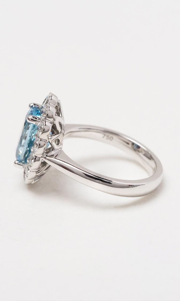 Hogans Family Jewellers 18K WG Oval Aquamarine & Diamond Ring