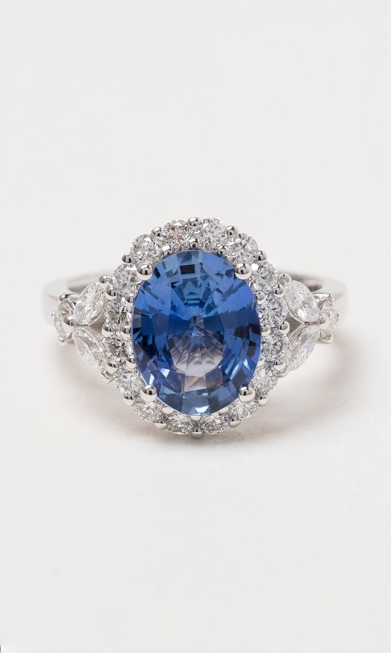 Hogans Family Jewellers 18K WG Oval Ceylon Sapphire Ring