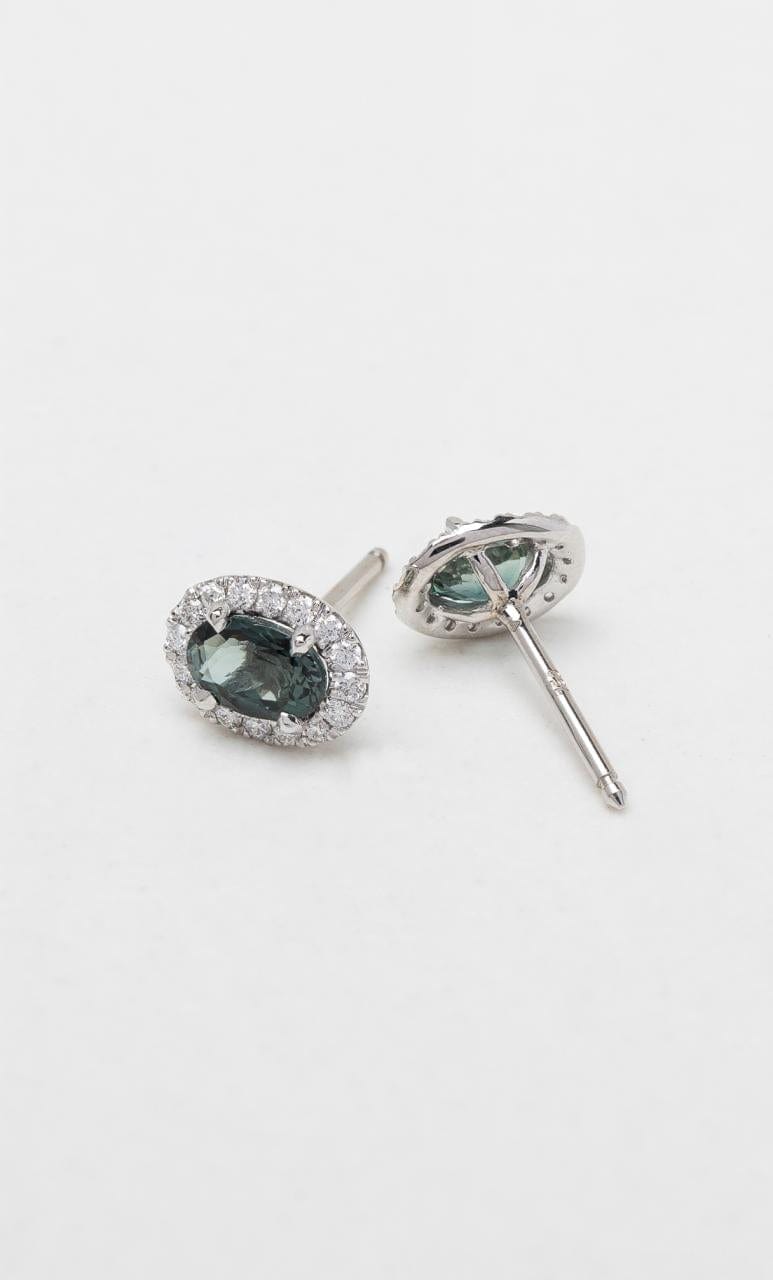 Hogans Family Jewellers 18K WG Oval Cut Australian Sapphire & Diamond Stud Earrings