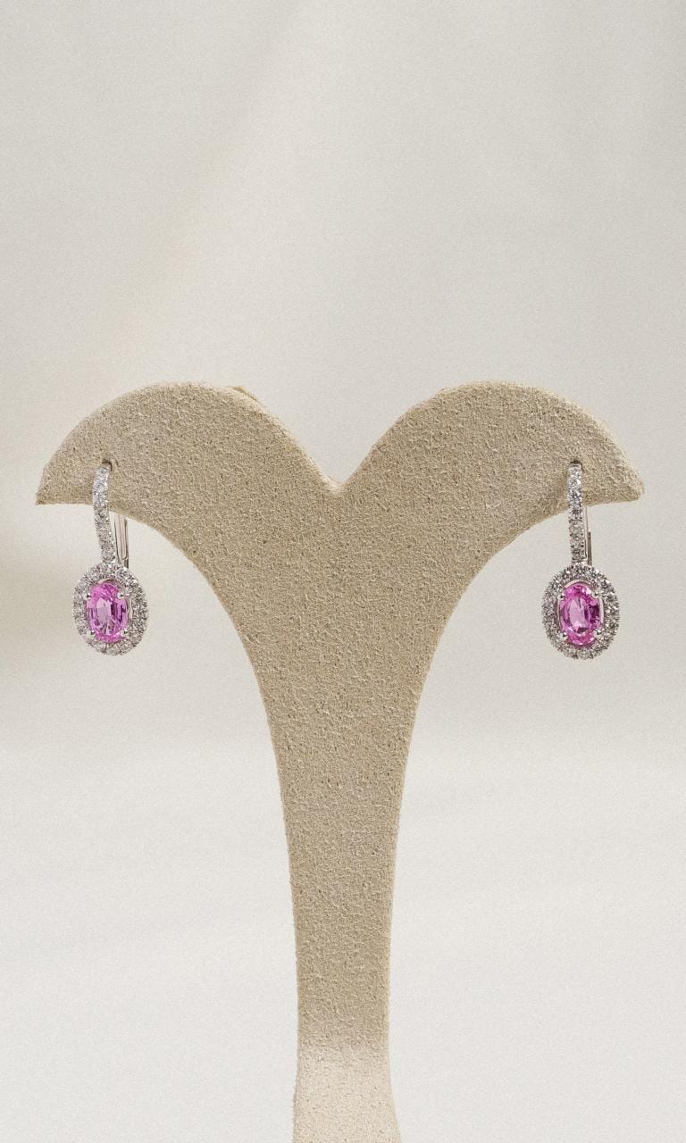 Hogans Family Jewellers 18K WG Oval Cut Pink Sapphire Drop Earrings