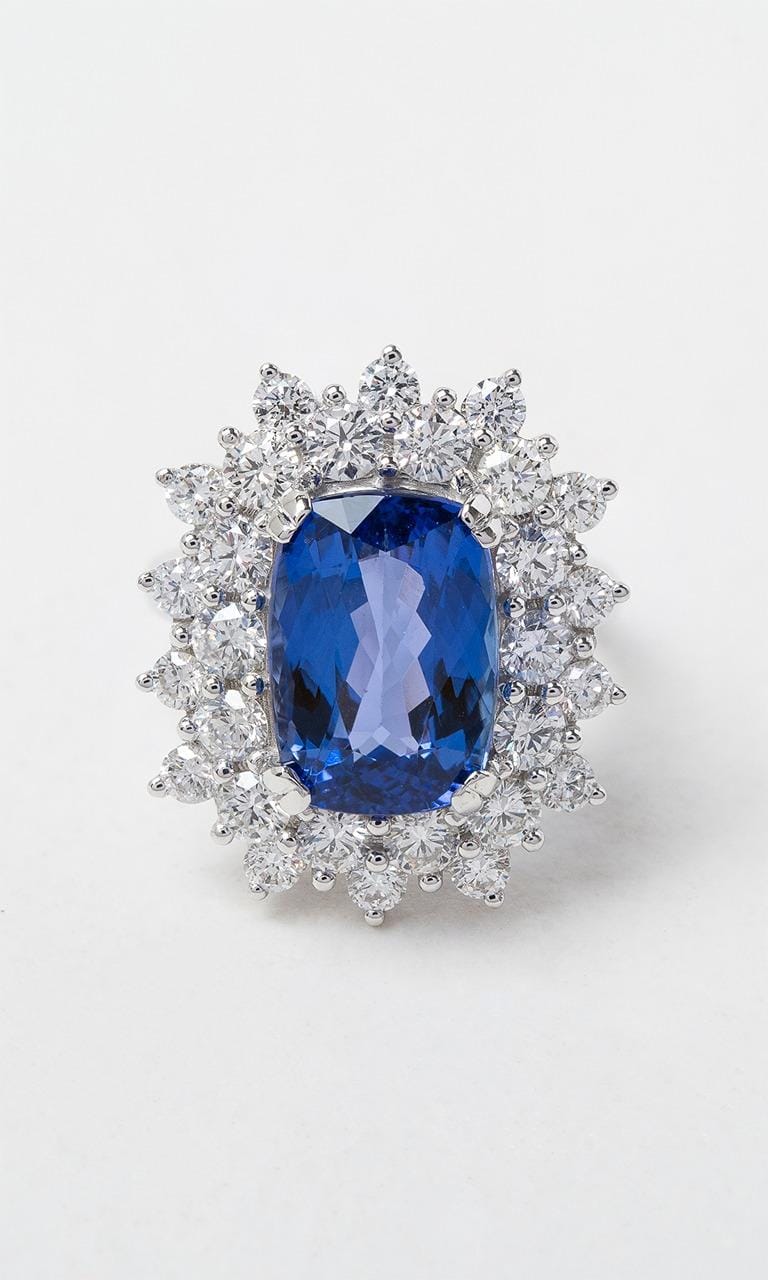 Hogans Family Jewellers 18K WG Oval Cut Tanzanite Cluster Dress Ring
