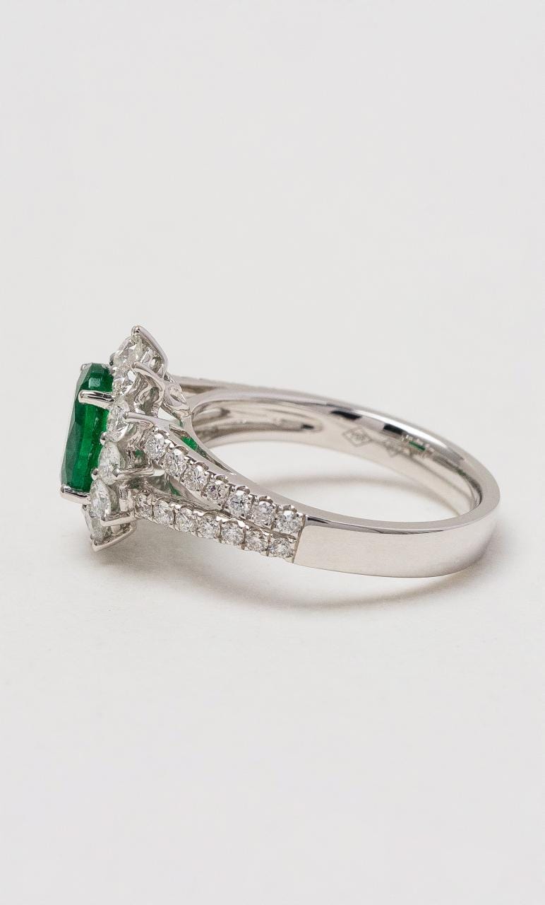 Hogans Family Jewellers 18K WG Oval Emerald Cluster Dress Ring