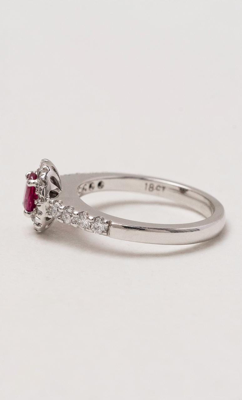 Hogans Family Jewellers 18K WG Oval Ruby & Diamond Cluster Ring