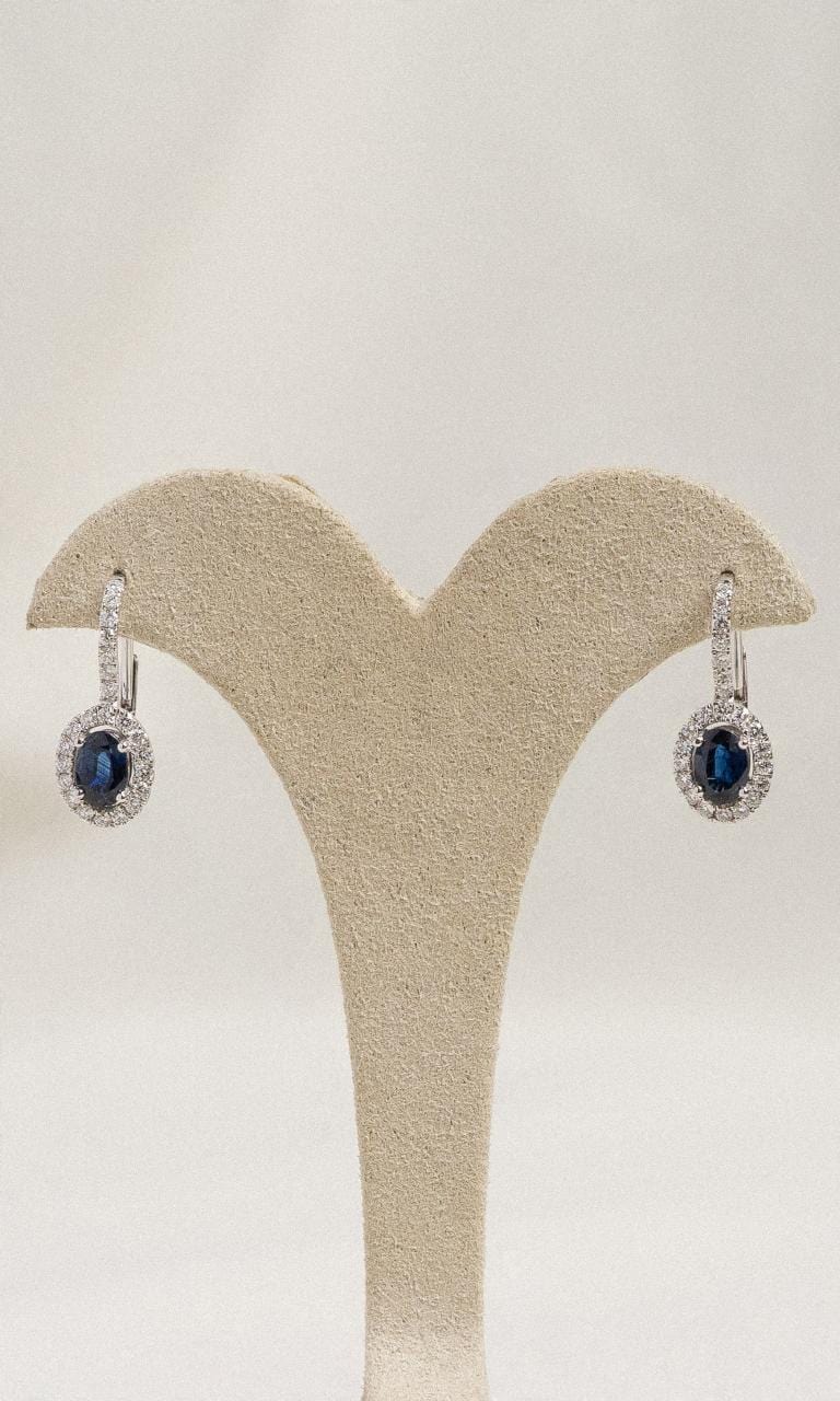 Hogans Family Jewellers 18K WG Oval Sapphire & Diamond Drop Earrings